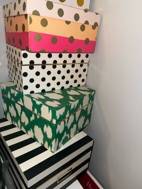 kate spade Green, Black, White and Pink Patterned Storage Boxes